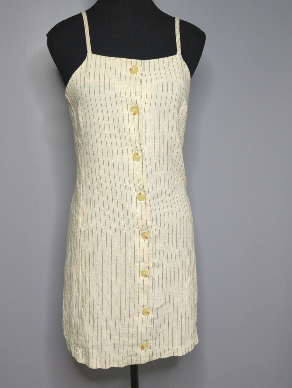 Monteau Los Angeles NWT Pinstripe Button-Front Linen Blend Cami Mini Dress M